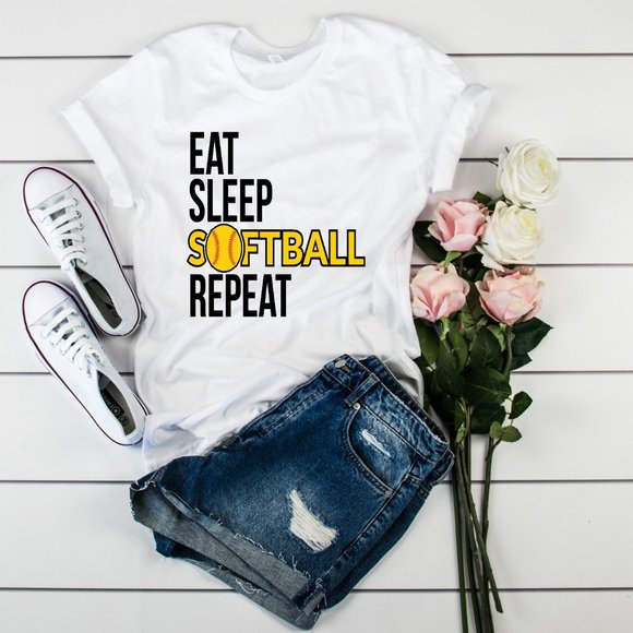 Bella Canvas Tops - Softball Graphic Design White Tee Shirt